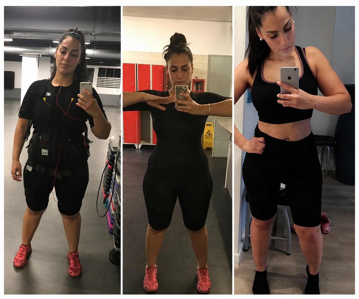 Progression d'une cliente au fil des séances d'électrostimulation
